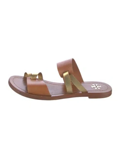 Pre-owned Tory Burch Leather Slides In Brown
