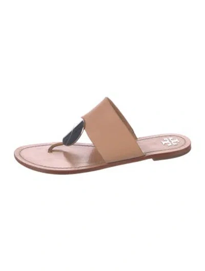 Pre-owned Tory Burch Leather Slides In Brown