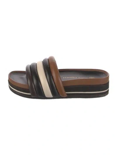 Pre-owned Tory Burch Leather Slides In Brown