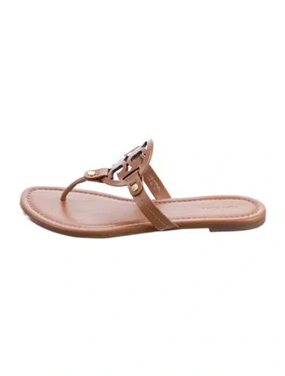 Pre-owned Tory Burch Leather Slides In Brown