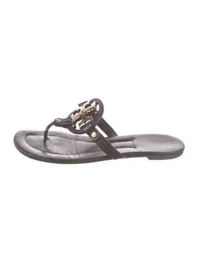 Pre-owned Tory Burch Leather Slides In Brown