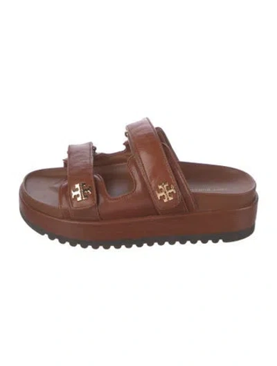 Pre-owned Tory Burch Leather Slides In Brown