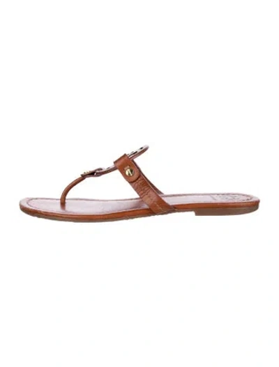 Pre-owned Tory Burch Leather Slides In Brown