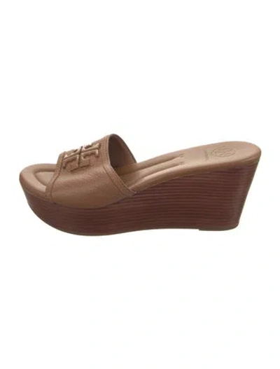 Pre-owned Tory Burch Leather Slides In Brown