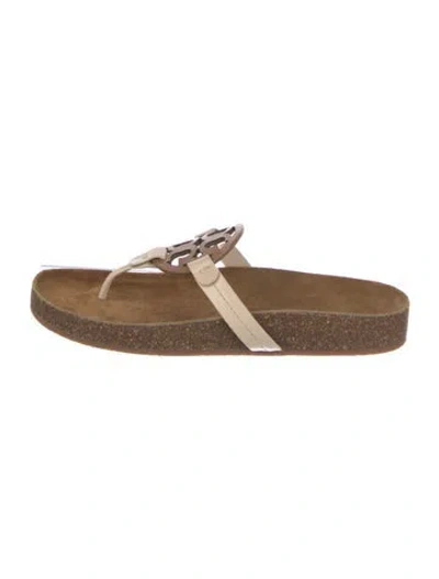 Pre-owned Tory Burch Leather Slides In Brown
