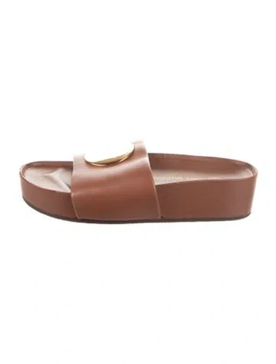 Pre-owned Tory Burch Leather Slides In Brown