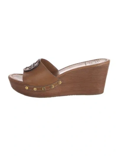 Pre-owned Tory Burch Leather Slides In Brown
