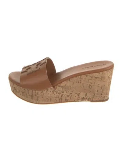 Pre-owned Tory Burch Leather Slides In Brown