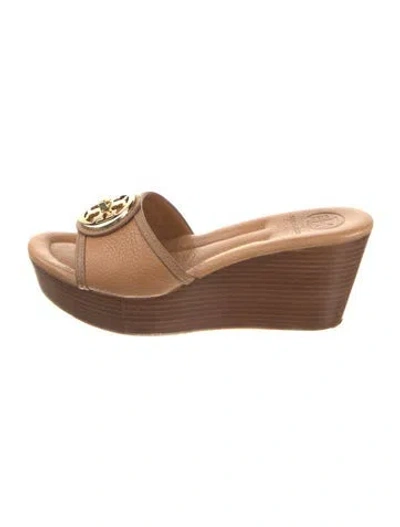 Pre-owned Tory Burch Leather Slides In Brown