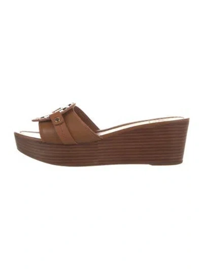 Pre-owned Tory Burch Leather Slides In Brown