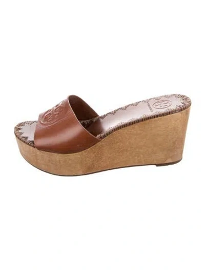 Pre-owned Tory Burch Leather Slides In Brown