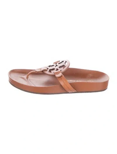 Pre-owned Tory Burch Leather Slides In Brown