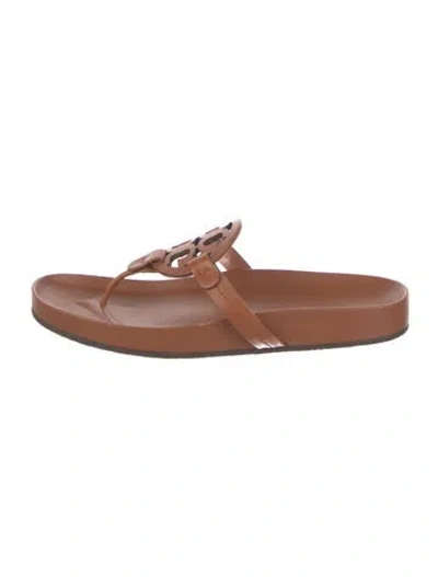 Pre-owned Tory Burch Leather Slides In Brown