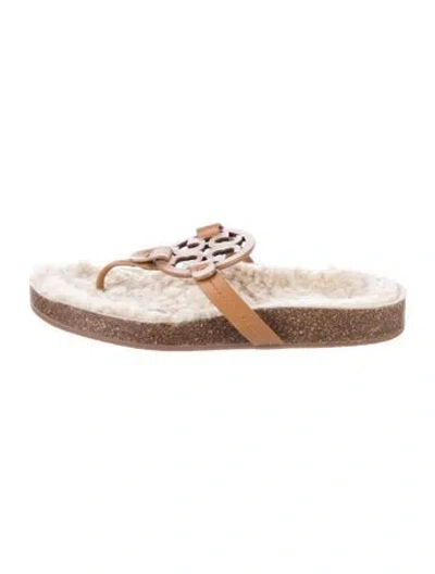 Pre-owned Tory Burch Leather Slides In Brown