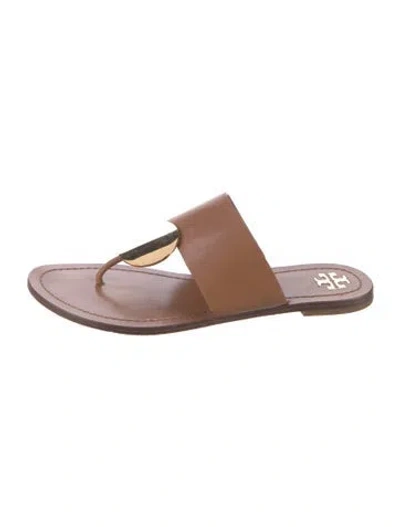 Pre-owned Tory Burch Leather Slides In Brown