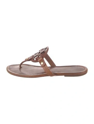 Pre-owned Tory Burch Leather Slides In Brown