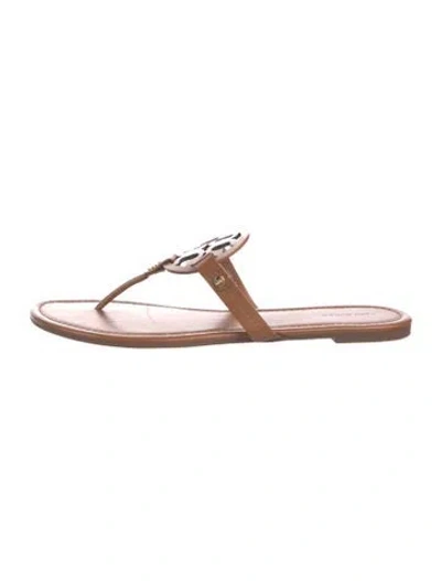 Pre-owned Tory Burch Leather Slides In Brown