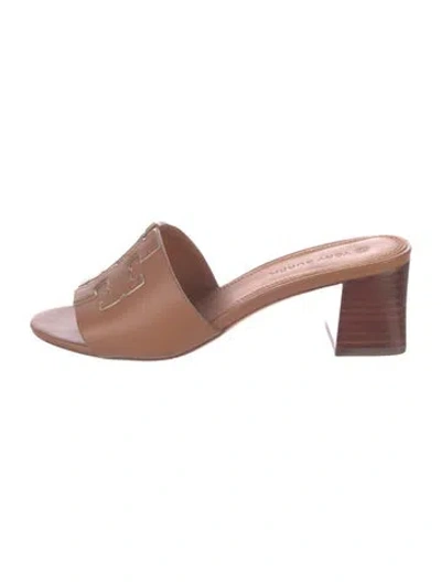 Pre-owned Tory Burch Leather Slides In Brown