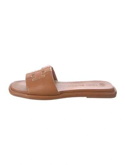 Pre-owned Tory Burch Leather Slides In Brown