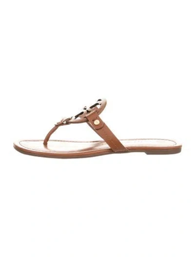 Pre-owned Tory Burch Leather Slides In Brown