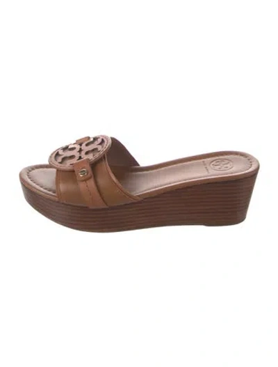 Pre-owned Tory Burch Leather Slides In Brown