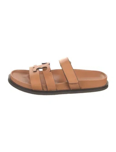 Pre-owned Tory Burch Leather Slides In Brown