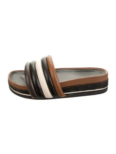 Pre-owned Tory Burch Leather Slides In Brown