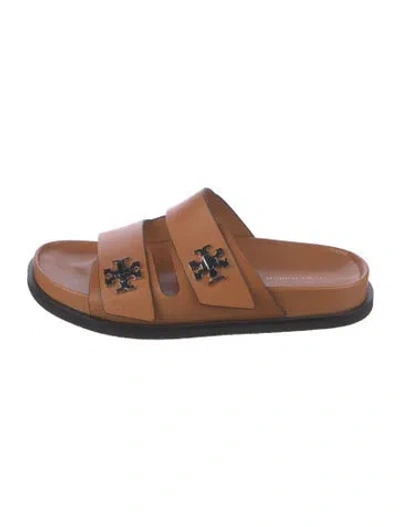 Pre-owned Tory Burch Leather Slides In Brown