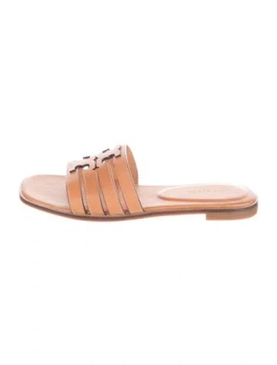 Pre-owned Tory Burch Leather Slides In Brown