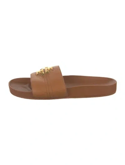 Pre-owned Tory Burch Leather Slides In Brown