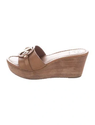 Pre-owned Tory Burch Leather Slides In Brown