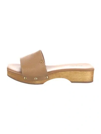 Pre-owned Tory Burch Leather Slides In Brown