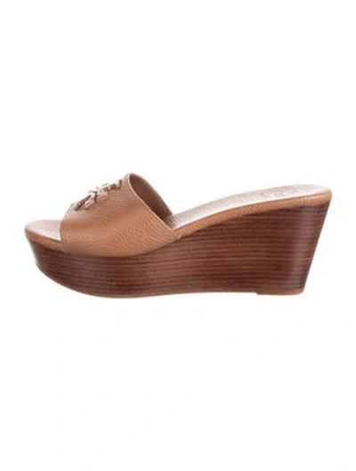 Pre-owned Tory Burch Leather Slides In Brown