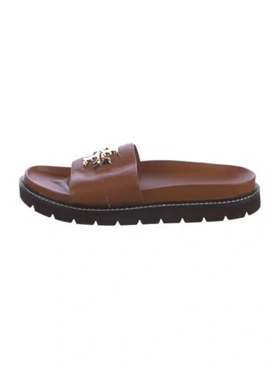 Pre-owned Tory Burch Leather Slides In Brown