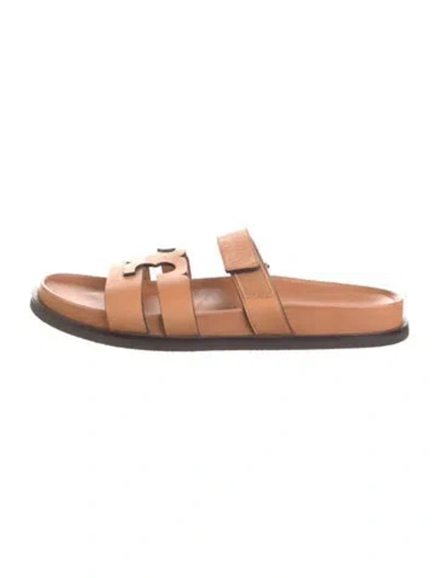 Pre-owned Tory Burch Leather Slides In Brown
