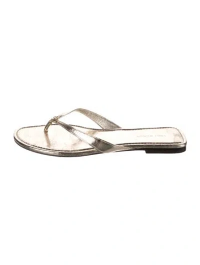Pre-owned Tory Burch Leather Slides In Gold