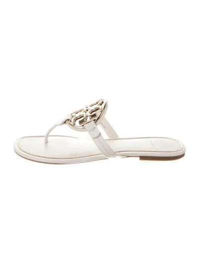Pre-owned Tory Burch Leather Slides In Gold