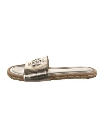 Pre-owned Tory Burch Leather Slides In Gold