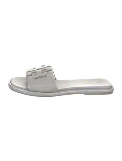 Pre-owned Tory Burch Leather Slides In Gray