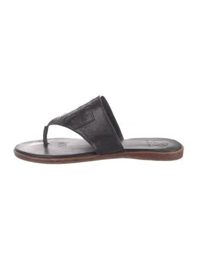 Pre-owned Tory Burch Leather Slides In Gray