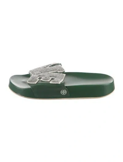 Pre-owned Tory Burch Leather Slides In Green
