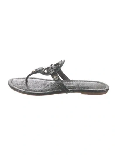 Pre-owned Tory Burch Leather Slides In Green