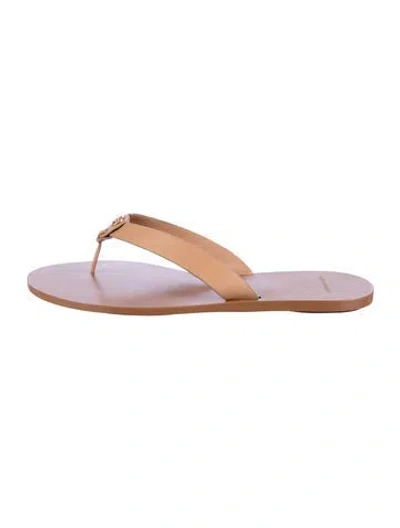 Pre-owned Tory Burch Leather Slides In Neutral