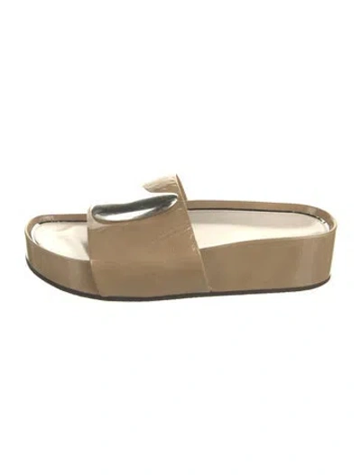 Pre-owned Tory Burch Leather Slides In Neutral
