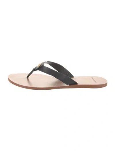 Pre-owned Tory Burch Leather Slides In Neutral