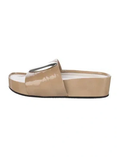 Pre-owned Tory Burch Leather Slides In Neutral
