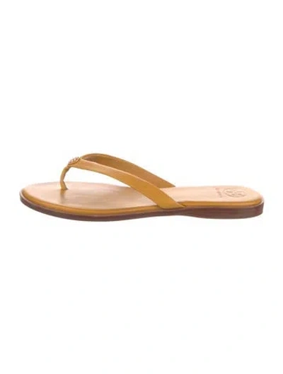 Pre-owned Tory Burch Leather Slides In Neutral