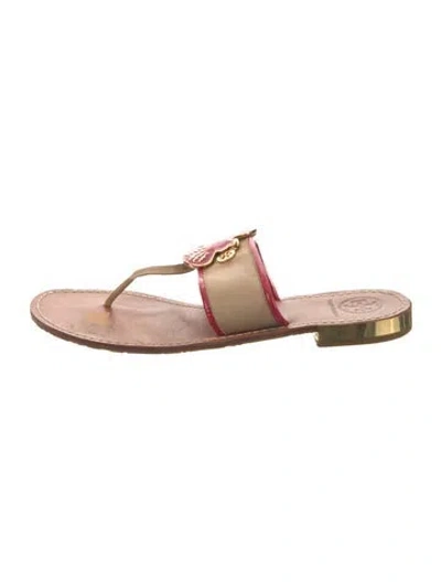 Pre-owned Tory Burch Leather Slides In Neutral