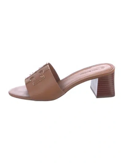 Pre-owned Tory Burch Leather Slides In Neutral