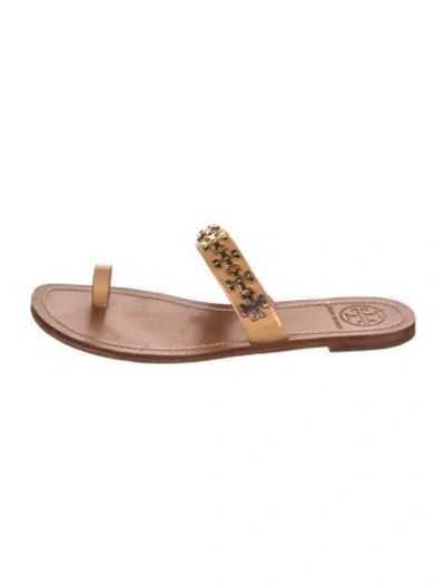 Pre-owned Tory Burch Leather Slides In Neutral